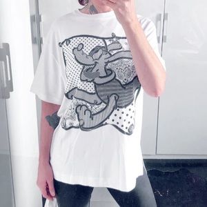 MONSE X DISNEY/NWOT White Oversized T-Shirt With Black Pluto Graphic